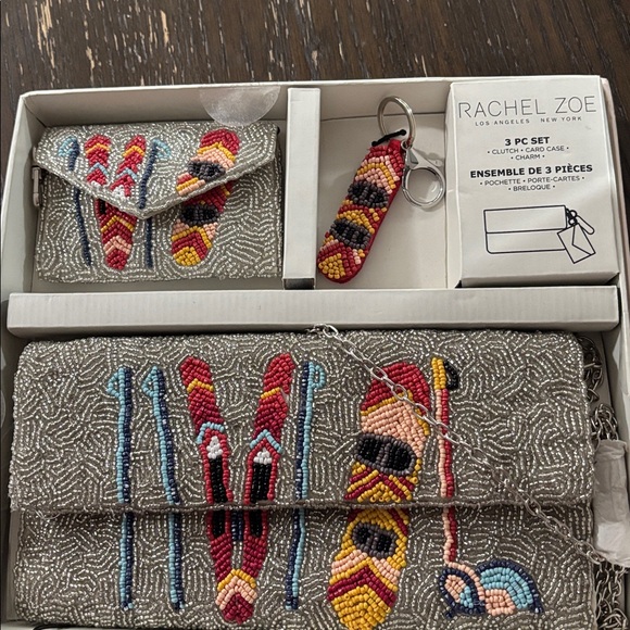 Rachel Zoe Multicolor Beaded Bag Set with Wallet and Keychain - Picture 4 of 7